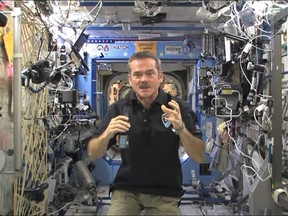 QMI file photo

Canadian astronaut Chris Hadfield, shown aboard the International Space Station in a photo from January, sent an e-mail Tuesday to Glen Morris students.