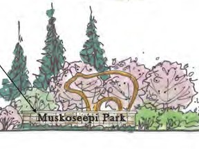 On Tuesday, the city’s community growth committee voted in favour of a bear design concept for the sign at the main entrance to Muskoseepi Park. (Supplied)