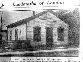 The old African Methodist Episcopal church building is seen above in about 1926 in a photograph accompanying a story about the church’s history by London journalist Edmund Carty in the old Advertiser newspaper.