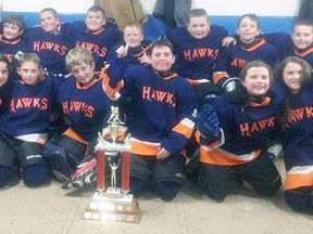 Havelock Minor Hockey is congratulating the Leo League Havelock Atom Hawks on a successful season. The Atom Hawks are Tyler Wrightly, Molly Matthews, Wyatt Cummings, Paden Stephenson, Laura Guy, Josh MacDonald, Anthony Meones, Owen Levere, Drew White, Tanner McCurdy, Noah Petherick, Ty Brignall, Devin Rabey and Ewan Wood.