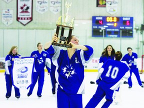 The U-19B Fort Saskatchewan Ice celebrate winning gold in their provincial tournament last Sunday.

Photo by Aaron Taylor/Fort Saskatchewan Record/QMI Agency