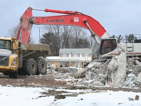 Crews were busy cleaning up the remains of the former North Bay Civic Hospital Thursday. A rezoning application to allow a redevelopment plan for the property goes before the city's planning advisory committee April 3.