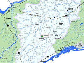 The map shows the watershed of Eastern Ontario's South Nation River and the jurisdiction of its namesake conservation authority.