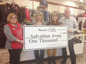 Pictured with a cheque for $1,000 from left to right:Wanda Gibbons of the Salvation Army along with Betty Simpson, Melissa Good and Tim Simpson.