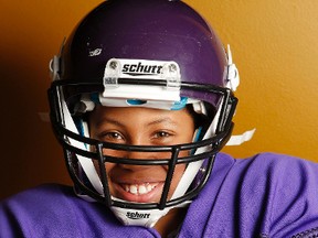 9 year old Zai Vaillancourt of Ottawa loves the game of football. Wednesday March 20,2013.