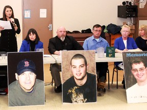 An impassioned meeting concerning mining health and safety was held in Timmins last year, as the Mining Inquiry Needs Everyone’s Support (MINES) committee asked the people of Timmins to lend their voices to their cause. Briana Fram, left, stood in front of a handful of Timmins residents to share the loss of her brother Jordan in a 2011 accident at Vale’s Stobie mine in Sudbury. Jordan, pictured in the centre photo, is one of 11 people who have died underground since 2007.