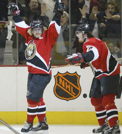 Daniel Alfredsson and Marian Hossa Hit The Ice One Final Time