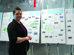 Planner Tasha Elliott shows maps of the various open spaces in Cold Lake. Elliott said during the open houses, many residents expressed surprise at the number of open spaces in this city.