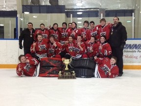 Midget A Canadian Tire Wolverines win the league championship over Edson on March 19, 2013. With a final score of 6-4, the season win is credited to great teamwork and excellent coaching from Jody Rizzoli and Darien Busch.
Morgan Richmond, team photographer