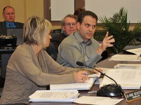 Prescott councillor Michael Dimopoulos makes a point during discussion Monday about plans to service industrial lands (NICK GARDINER/The Recorder and Times).