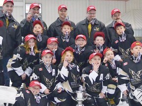 The Quinte West Calderwood Automation Novice Hawks won Trenton's fourth OMHA 'A' championship Saturday at with a 3-2 win over the Napanee Stars. Team members include: Dylan Prinzen, Cole Kirby, Lucas Thynne, Jacob Parsons, Abigail Hicks, Nathan Bassett, Jack Kelly, Cole Stevenson, Kendrick Webster, Lucas Harbour, Ethan Quick, Parker Stewart, Raiden Andrechuk, and Dawson Douglas. The Hawks were coached by Percy Haines, Scott Kelly, Shawn Hicks, Jeremy Prinzen and Kevin Stewart.