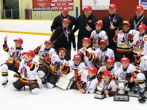 The International Truckload Service Belleville Novice Jr. Bulls captured the OMHA 'AA' championship last weekend. Team members include: Brady Spry, Jacoby Martin, Ryan Bakker, Rheydan McCoy, Cooper Matthews, Donovan McCoy, Marcus Asimis, Corbin Roach, Nathan Woods, Trevor Hoskin, Carter Lee, Reed Anderson, Andrew McCambridge, Sami Douglas-Najem, Ethan Geen and Jack Prophet. Team Staff: Dean Hoskin, Brent Woods, Chris Matthews, Chris Lee and Melanie Lee.