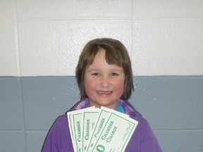 Adyson Schultz won a handful of chamber change for raising the most money in the Silver Blades’ second skate-a-thon.