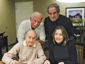 MICHELLE RUBY, The Expositor

Members of the Brantford Poetry Workshop (clockwise from bottom left) Stan White, Jim Tomkins, George Whibbs and Elizabeth McCallister want to promote the group, which meets once a month to share their writing.