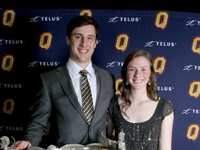 Jackson Dakin and Riley Filion were named male and female athlete of the year at the Queen's University athletic awards banquet on Wednesday night. (Ian MacAlpine/QMI Agency)