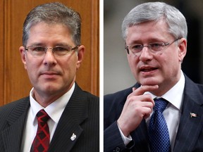 A composite image of Conservative MP Mark Warawa (Andre Forget/QMI Agency) and Prime Minister Stephen Harper (REUTERS/Chris Wattie).