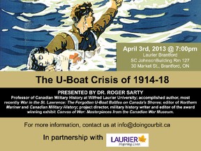 Roger Sarty, a professor at Wilfrid Laurier University will be the next guest speaker at the Great War Centenary Association lecture in Brantford on April 3.