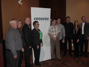 Cenovus and Portage College representativees are joined by MLA Genia Leskiw and dignitaries to celebrate the fifth year anniversary of Cenovus’s Power Partnership with Portage College.