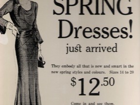 With spring comes the new spring fashions, as shown in this  ad for the Hollinger Store from 1928.