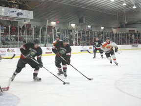 Action during Saturday night's Game 2 of the Renwick Cup.