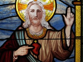 St. Cecilia’s Roman Catholic Church in Port Dover has purchased a chunk of adjoining land from Norfolk County for $12,000. The land is located behind the church off Kelly Drive. Above is a detail from one of the church’s stained-glass windows. (MONTE SONNENBERG Simcoe Reformer)