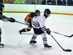 The Vulcan midget Hawks played game three of the Central Alberta Hockey League finals in Olds on Friday night. It was a close battle, but the Hawks lost 4-3.