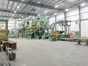 The specialized machinery needed to produce fibre mat products from bio-feedstock is all set up and waiting for the TTS fibre mat plant in Drayton Valley to go operational, which is anticipated for June of this year.