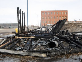 The Community Garden shed on 98 Street was torched on Friday night, leaving volunteers and community members in shock. (Patrick Callan/Daily Herald-Tribune)