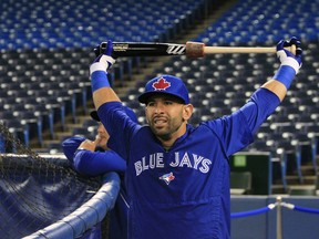 Toronto Blue Jays Jose Bautista during batting practice Monday, April 1, 2013, at the Rogers Centre in preparation for opening day Tuesday against the Cleveland Indians. (Stan Behal/TORONTO SUN)