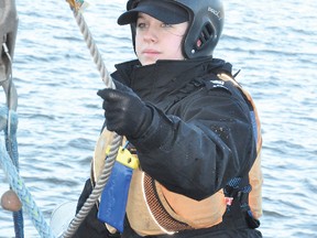Petty Officer First Class Tristann Bolton at sea this March with the Royal Canadian Sea Cadets.