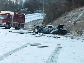 One man was killed in this single-vehicle crash north of Kingston on Sydenham Road, Tuesday morning.