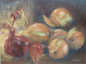 This pastel, titled Start With Onions, by London artist Susan Moore is among about 400 works by more than 70 artists in the annual Brush & Palette Club?s 41st annual art show and sale at St. Paul?s Cathedral opening Thursday through Sunday.