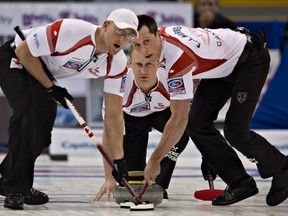 andy clark Reuters
Ryan Harnden (left) and his brother E.J. (right) have spent a good part of their lives at the curling rink, as has Brad Jacobs (centre). The three, along with Ryan Fry, are competing at the world championships this week.