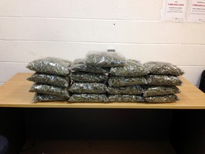 Canmore RCMP nabbed 8.5lbs of pot after a traffic stop near the Banff park gates Saturday, March 30. COURTESY OF THE RCMP