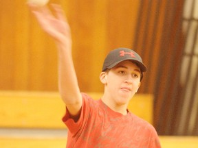 DANIEL R. PEARCE Simcoe Reformer
Matthew Acuna, 13, was at the Port Dover Minor Baseball Association tryouts held recently in the gym at the town’s high school.
