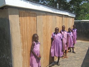 The CanAssist African Relief Trust has provided new clean latrines for several schools in East Africa like these, affectionately known as the 'Faris Loos,' at the Hope for Youth School in Uganda. For many young girls the challenge of finding supplies for monthly personal sanitation needs is difficult.
