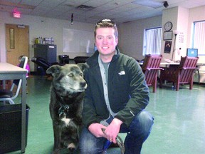 Fort resident Adam Shaw and his dog Rocky were honoured at Fire Station No. 1 in Edmonton on Monday for saving two girls in the North Saskatchewan River.

Photo Supplied