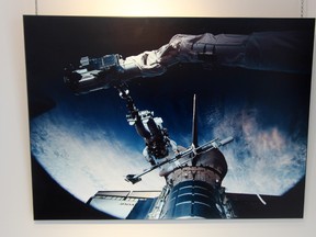 Some 40 photographs taken by Canadian astronaut and Sarnia native Chris Hadfield will be on display at Gallery in the Grove for the latest exhibit, "Celebration of Space." The show is a reprise of the gallery's 2005 exhibit "Images from Space." Artwork from local students will also be on display. (TARA JEFFREY, The Observer)