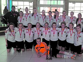 The Sherwood Park Phoenix U-16 Tier I girls soccer team overcame a 12-game winless streak to start the season and went on to win the recent provincial championship in Calgary. Photo supplied.