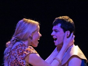 Lydnsay Byrne as Aida and Daniel Pauley as Radames. (Tim Fort)