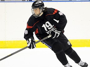 Jake Bricknell, shown in action at the recent OHL Combine, was chosen in the second round of the 2013 OHL draft Saturday by the Belleville Bulls. He played for the Central Ontario Wolves this past season. (OHL Images)