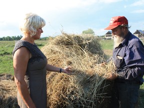 Submitted photo
Cheryl Gallant, MP, met with local farmer Andy Kluke back in 2012, inspecting the damage to his hay crop.