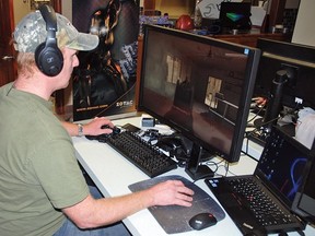 VulcLAN's main organizer Ben Heide plays some Call of Duty 4: Modern Warfare on March 29 at the Vulcan Lodge Hall. The event brought out 42 gamers, some local and others coming from larger centres like Lethbridge and Calgary. It was the annual social video-gaming event's 11th year.