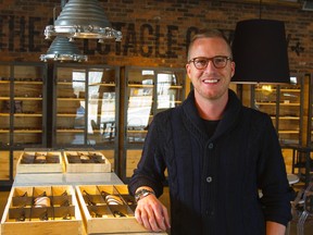 Scott Catton, owner of The Spectacle Company at Hyde Park Rd. and Oxford St. says he has the largest selection of glasses in the city. (MIKE HENSEN, The London Free Press)