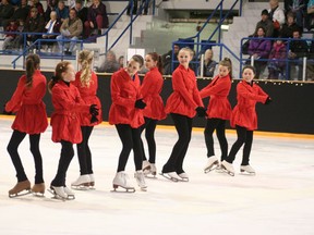 Keewatin Skating Club's Junior girls perform a line number to music from the latest 007 release Skyfall during the end of season show  at Keewatin Memorial Arena, Sunday, April 7.