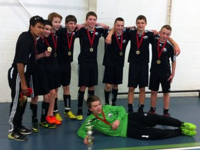 The Fort McMurray U14 boys futsal team won the gold medal at Tier II provincials in Edmonton Sunday with a 7-6 shootout win against the Northern Strikers supplied photo