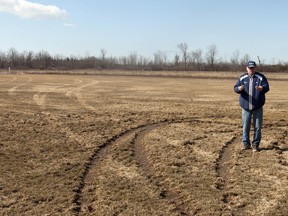 Vandals targeted the Barr Homes Soccerplex in Odessa, including driving all over the field, ruining the grass. Gord Lever, the owner, to call the acts “a disgrace.” (Laura Boudreau For The Whig-Standard)