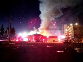 Fire crews battle an early morning two alarm blaze at the Southbend Motel, 5130 Gateway Boulevard, April 8, 2013. Photo courtesy @hollieonthespin