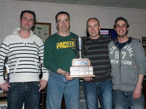 The Kirkland Lake Curling Club held its annual men’s closing bonspiel this past weekend. After a great final the Don Studholme rink came out on top. Team members include Dave Pochopsky (left), Don Studholme, Pierre Harvey and Shelby Carriere.