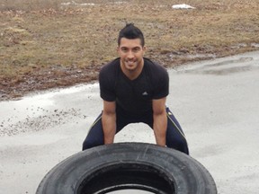 Josh Poore, with the Oil Heritage District Community Centre, preps for the centre's Oil Slick Fitness Challenge. The challenge is May 25. SUBMITTED/ FOR THE OBSERVER/ QMI AGENCY